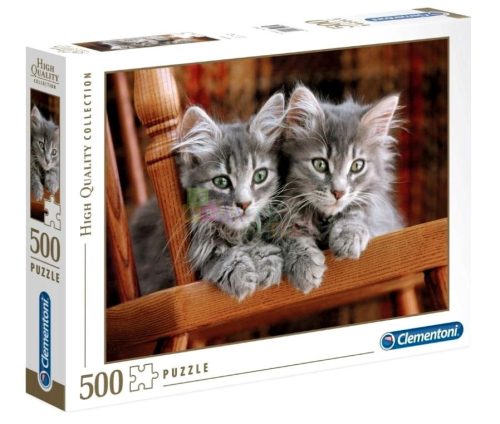 Clementoni - 500 darabos puzzle - Szürke cicák a széken - 00635