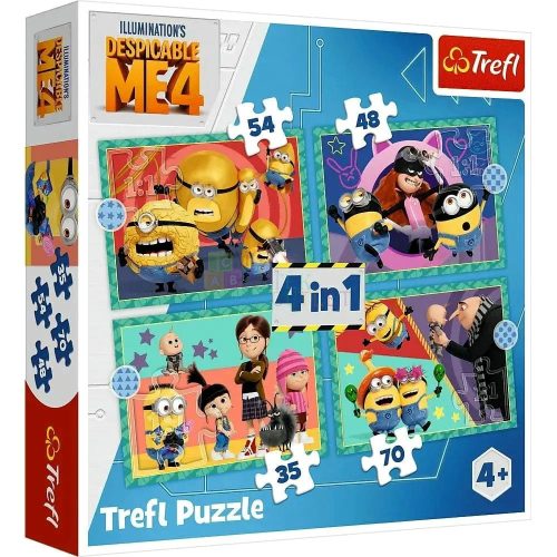 Trefl, 4 az 1-ben puzzle csomag, Minyonok, 02003