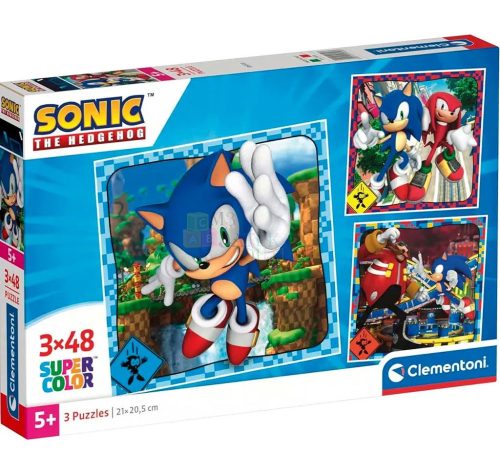 Clementoni, 3 x 48 darabos Sonic Supercolor puzzle csomag, 03085