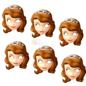 Szófia Hercegnő papír álarc, 6 darabos csomag, 09294