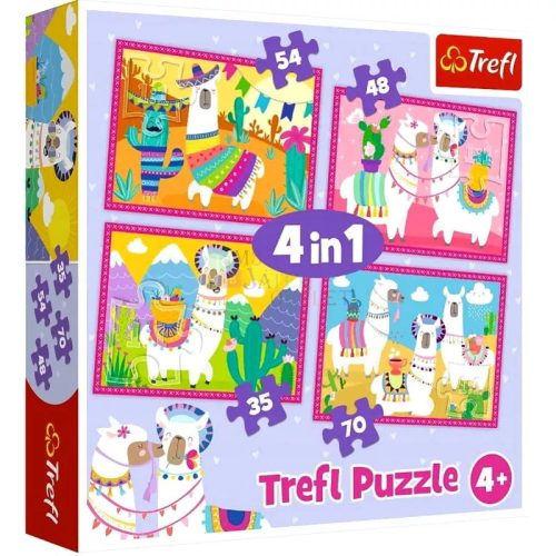 Trefl puzzle csomag - 4 az 1-ben - Nyaraló lámák - 16435