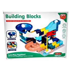   88 darabos golyópálya építőjátékszett dobozban - 45708