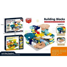   100 darabos golyópálya építőjátékszett dobozban - 46837