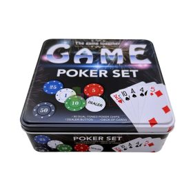   Póker játékszett fémdobozban, 80 db zseton + kártya, 72686