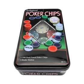 Póker zseton szett fémdobozban, 100 darabos, 72687