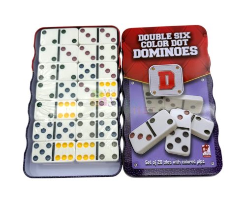 28 darabos Dominó társasjáték szett fémdobozban, 72688