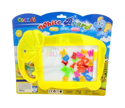 Elefánt mágneses rajztábla betűkkel és számokkal lapon, 72724