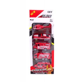 Tűzoltó jármű dobozban - 5 darabos szett - 82589