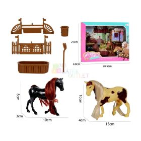 Ló figura + kiegészítők játékszett dobozban - 90459